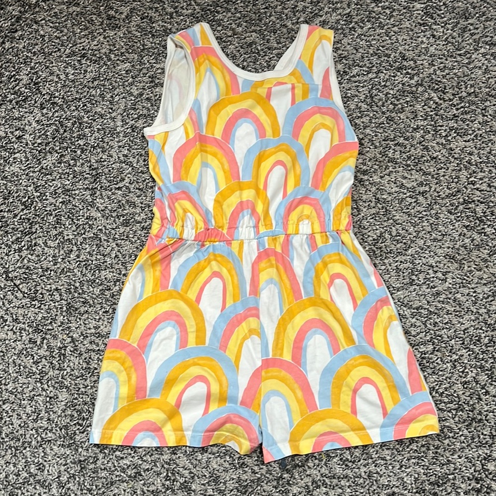 Girls Tea Collection sleeveless romper, 10, yellow/blue pattern
